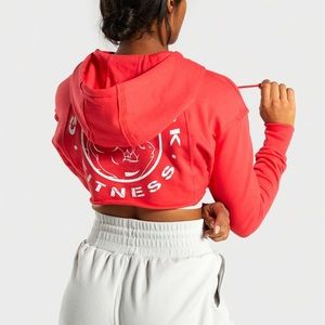 Red Gymshark Legacy Crop Hoodie